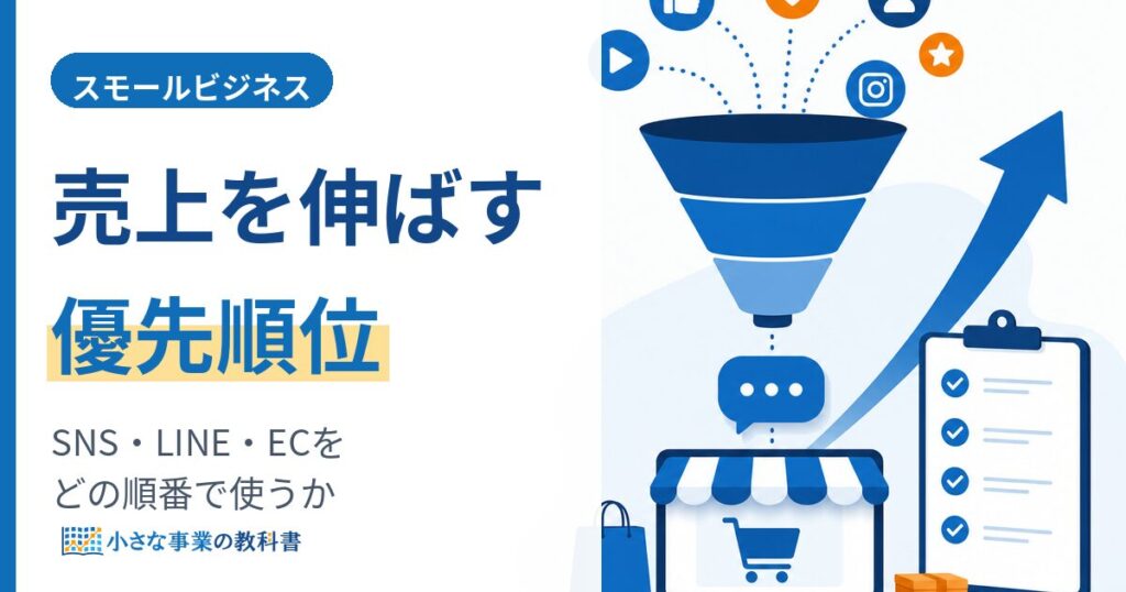 スモールビジネスの売上を伸ばす優先順位の付け方｜SNS・LINE・ECの使い分けのアイキャッチ